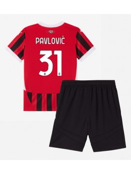 AC Milan Strahinja Pavlovic #31 Replika Hemmakläder Barn 2024-25 Kortärmad (+ byxor)